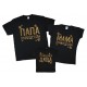 Комплект черных футболок для всей семьи Папа принцессы, Мама принцессы принт глиттер купить в интернет магазине