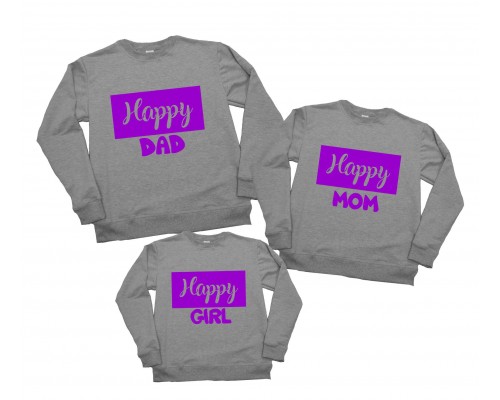 Свитшоты family look для всей семьи Happy Dad, Mom, Boy/Girl купить в интернет магазине
