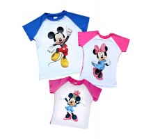 Комплект 2-х цветных футболок семья Микки Маусов