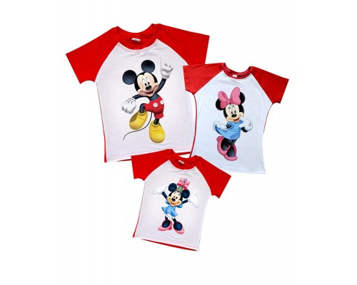 Комплект 2-х цветных футболок семья Микки Маусов купить в интернет магазине