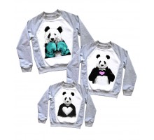 Комплект 2-х кольорових світшотів family look з пандами