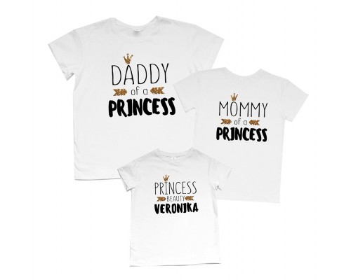 Комплект футболок для всей семьи family look Daddy, Mommy of a Princess купить в интернет магазине
