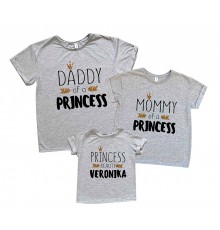 Комплект футболок для всей семьи family look "Daddy, Mommy of a Princess"