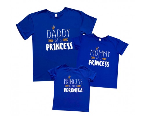 Комплект футболок для всієї родини family look Daddy, Mommy of a Princess купити в інтернет магазині
