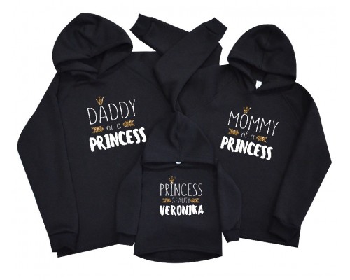 Худі утеплені для всієї родини Daddy, Mommy of a Princess купити в інтернет магазині