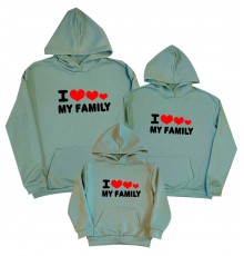 Толстовки для всей семьи family look "I love my family"