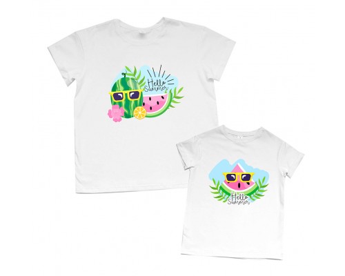 Комплект футболок для мамы и дочки Арбузы купить в интернет магазине