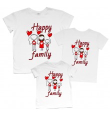 Happy Family с сердечками - комплект футболок для всей семьи