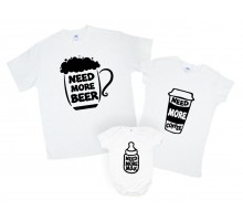 Need more Beer, Coffee, Milk - комплект футболок для всієї родини family look