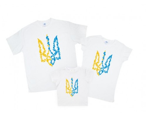Комплект патриотичных футболок для всей семьи Герб Украины купить в интернет магазине