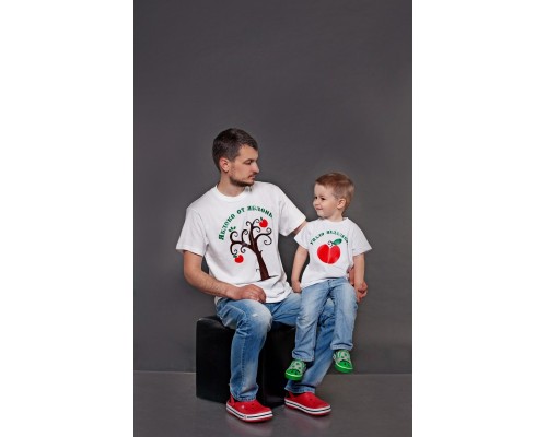 Набор футболок для папы и сына Яблоко от яблони… упало недалеко! купить в интернет магазине