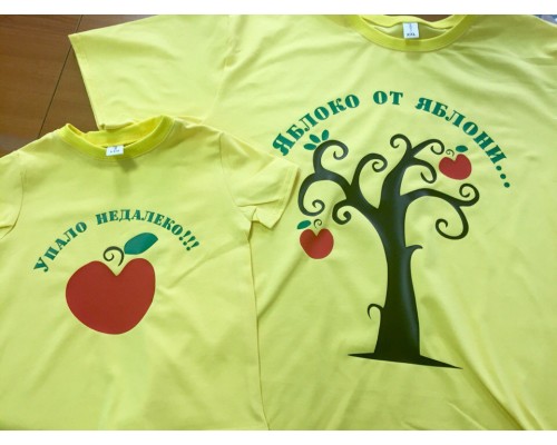 Набір футболок для тата та сина Яблуко від яблуні… впало недалеко! купити в інтернет магазині