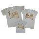 Комплект сірих футболок для всієї родини Тато принцеси, Мама принцеси принт гліттер купити в інтернет магазині