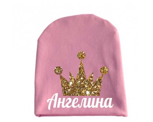 Іменна з короною гліттер - дитяча шапка подовжена для дівчаток купити в інтернет магазині