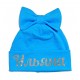 Іменна гліттер шапка-бант для дівчаток купити в інтернет магазині