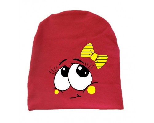 Мордочка девочка с бантиком - детская шапка удлиненная для девочек купить в интернет магазине