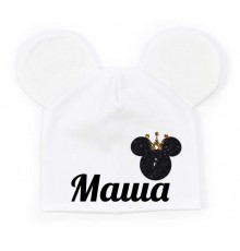 Минни Маус контур - именная детская шапка с ушками