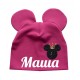 Минни Маус контур - именная детская шапка с ушками для девочек купить в интернет магазине