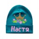 Іменна з короною гліттер у квітах - дитяча шапка біні для дівчаток купити в інтернет магазині