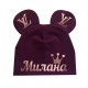 Іменна з короною та лого LV на вушках - дитяча шапка з вушками для дівчаток купити в інтернет магазині