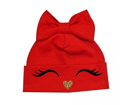 Реснички и носик глиттер - шапка-бант для девочек купить в интернет магазине