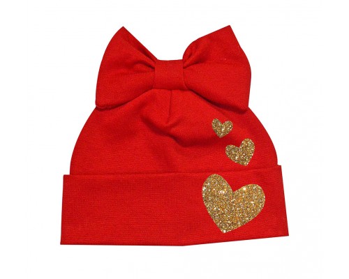 Сердечка гліттер - шапка-бант для дівчаток купити в інтернет магазині