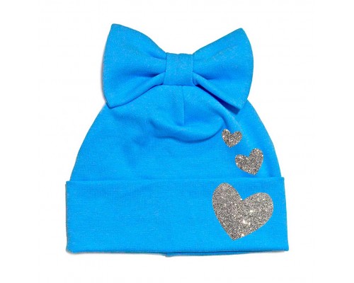 Сердечки глиттер - шапка-бант для девочек купить в интернет магазине