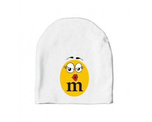 M&Ms желтый - детская шапка удлиненная для девочек купить в интернет магазине
