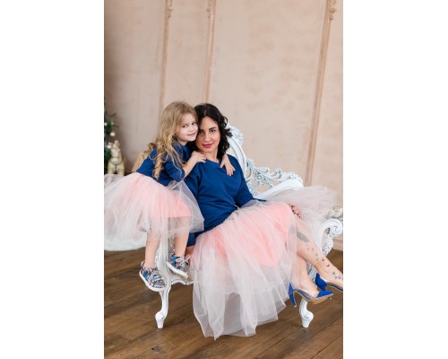 Merry Christmas - новогодний комплект для мамы и дочки футболка + юбка фатиновая балерина купить в интернет магазине