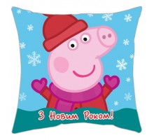 С Новым Годом! свинка Пеппа - подушка декоративная с принтом на заказ