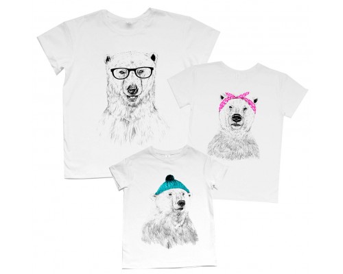 Медведи - комплект футболок для всей семьи купить в интернет магазине