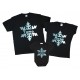 Снежинки глиттер - новогодний комплект черных футболок для всей семьи купить в интернет магазине