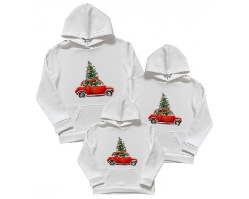 Машина з ялинкою - комплект новорічних толстовок для всієї родини купити в інтернет магазині