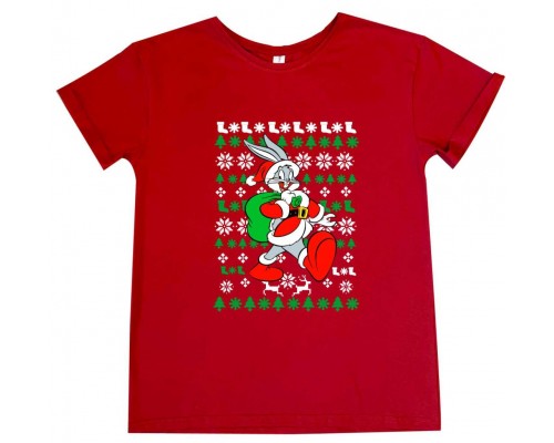 Багз Банні Санта - дитяча новорічна футболка купити в інтернет магазині