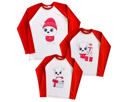 Ведмедики з подарунками - комплект новорічних регланів для всієї родини купити в інтернет магазині