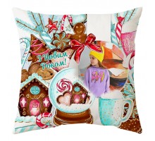 З Новим Роком! з пряниками - новорічна подушка декоративна з фото на замовлення