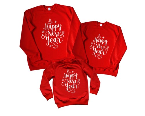 Happy New Year - комплект новорічних світшотів для всієї родини купити в інтернет магазині