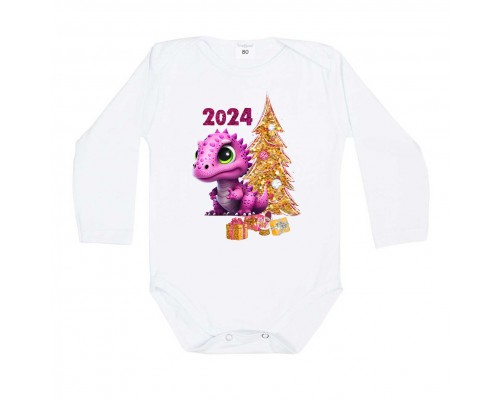 2024 дракон с елочкой - детский боди на Новый год купить в интернет магазине