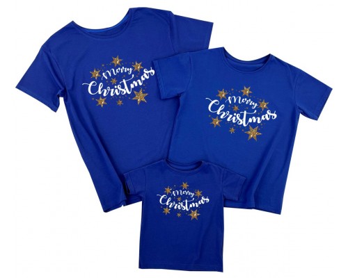 Merry Christmas звезды глиттер - комплект новогодних футболок для всей семьи купить в интернет магазине