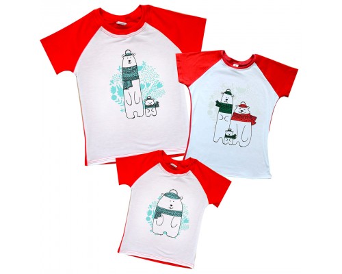 Новорічний комплект 2-х кольорових футболок з ведмедиками купити в інтернет магазині