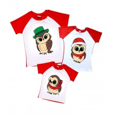 Сови новорічні - комплект новорічних футболок для всієї родини
