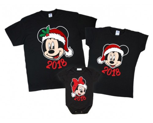 Микки Маусы новогодние 2023 - комплект футболок на новый год для всей семьи купить в интернет магазине