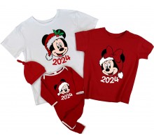 Міккі Мауси новорічні 2024 - комплект футболок на новий рік для всієї родини