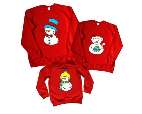 Снеговики - новогодний комплект семейных свитшотов family look купить в интернет магазине