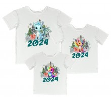 2024 дракончики - комплект новогодних футболок для всей семьи