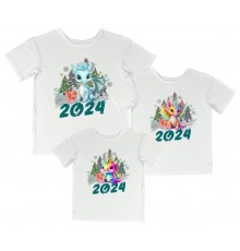 2024 дракончики - комплект новорічних футболок для всієї родини