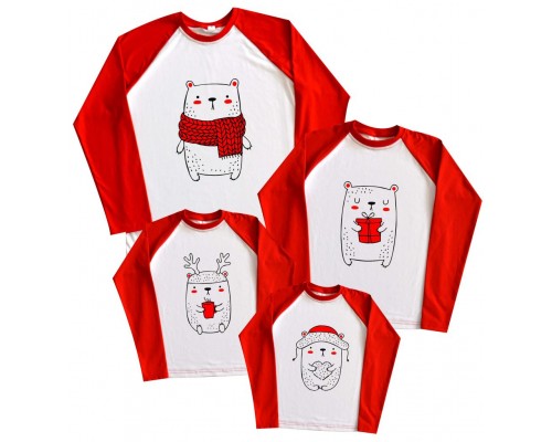 Медвежата - новогодний family look 2-х цветных регланов купить в интернет магазине