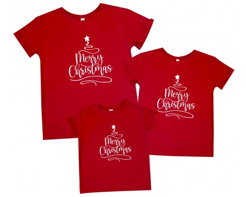Merry Christmas ялинка - новорічний family look сімейних футболок купити в інтернет магазині