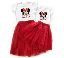 Минни Маус подмигивает - комплект для мамы и дочки футболка + юбка фатиновая балерина