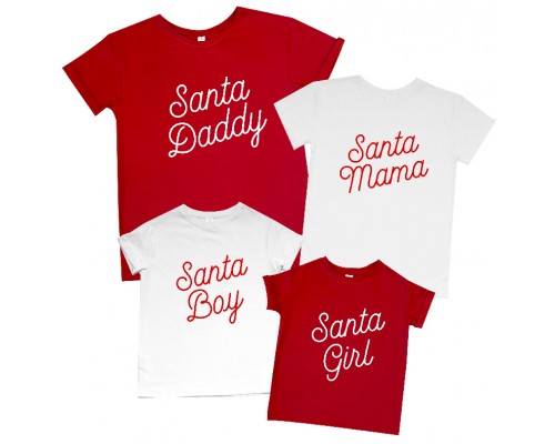 Новогодние футболки для всей семьи Santa Daddy, Mama, Boy, Girl купить в интернет магазине